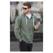 Madmext Khaki Green Zippered Hooded Sweatshirt 6161