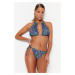 Trendyol Animal Patterned Tie-Up Regular Leg Bikini Bottom