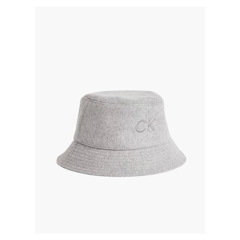 Světle šedý dámský klobouk s příměsí vlny Calvin Klein