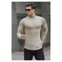 Madmext Men's Beige Turtleneck Knitwear Sweater 6857