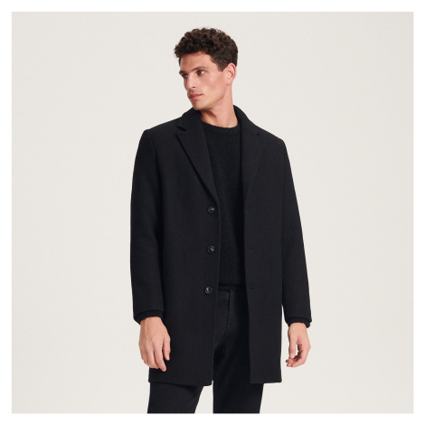 Reserved - Jednořadý kabát s vlnou - Černý
