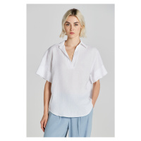 KOŠILE GANT REL LINEN POPOVER SS SHIRT bílá