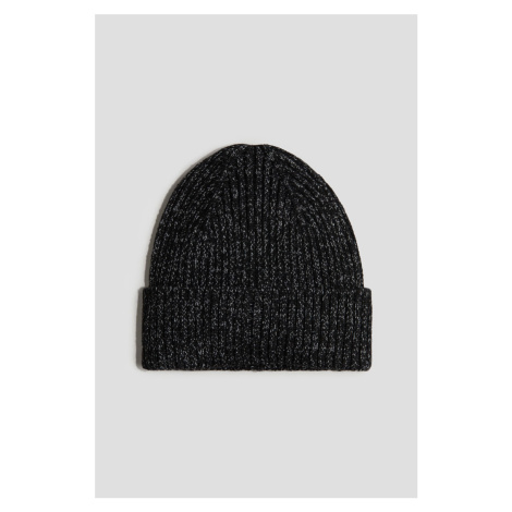 H & M - Reflective rib-knit beanie - černá H&M