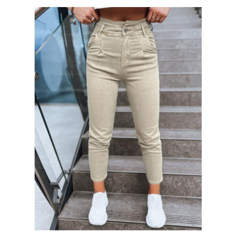 Béžové dámské džíny s vysokým pasem DStreet