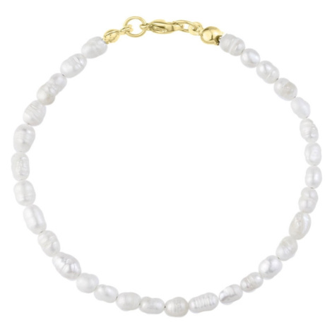 Manoki Pánský perlový náramek Adriano - chirurgická ocel BA1140G Zlatá 21 cm Bílá