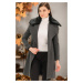 Z6643 DEWBERRY WOMEN'S COAT-FLAT OPEN ANTHRACITE