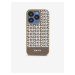 PU Leather Repeat Pattern Bottom Stripe MagSafe Zadní Kryt pro iPhone 13 Pro Max Brown DKNY