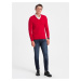 Červený pánský svetr s košilovým límcem Ombre Clothing