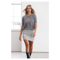 Trendyol Limited Edition Gray Crop Soft Texture Short Sleeve Knit Cardigan