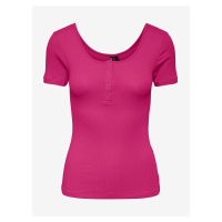 Tmavě růžové dámské tričko Pieces Kitte - Dámské