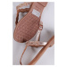 Růžovozlaté kožené nízké sandály 1-28197