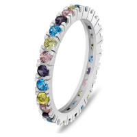 Brilio Silver Hravý stříbrný prsten s barevnými zirkony RI116WRBW