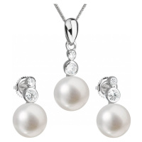 Evolution Group Souprava stříbrných šperků s pravými perlami Pavona 29035.1 (náušnice, řetízek, 