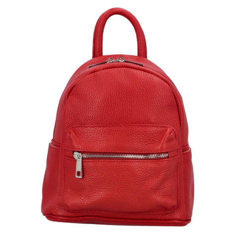 Malý dámský kožený batůžek malinově červený - ItalY Crossan 2