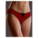 Red lace erotic panties with an open crotch and back