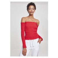 Dámské tričko // Urban Classics Ladies Cold Shoulder Smoke L/S fire red