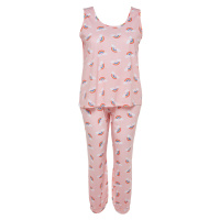 Trendyol Curve Light Pink Rainbow Patterned Knitted Pajamas Set