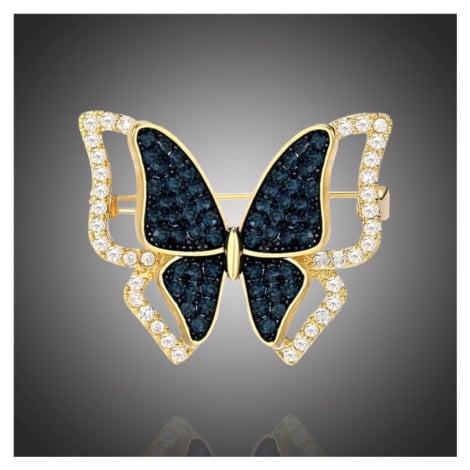 Éternelle Luxusní brož se zirkony Crystal Butterfly Gold - motýl B2271-LXT0537B Zlatá