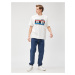 Koton Oversized T-Shirt with a Racing Theme and Printed Crew Neck Short Sleeves.