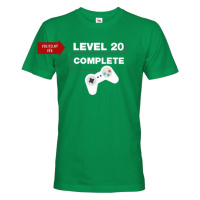Pánské tričko k 20. narozeninám - Level complete - s věkem na přání