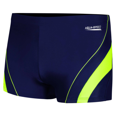 AQUA SPEED Man's Swimming Shorts Dennis Navy Blue/Green Pattern 01