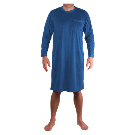 Dominik pánská noční košile dlouhý rukáv modrá