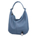 Luxusní dámská kožená kabelka přes rameno Naufe, světle modrá