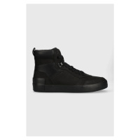 Semišové sneakers boty Calvin Klein Jeans VULCANIZED LACEUP MID LTH černá barva, YM0YM00851