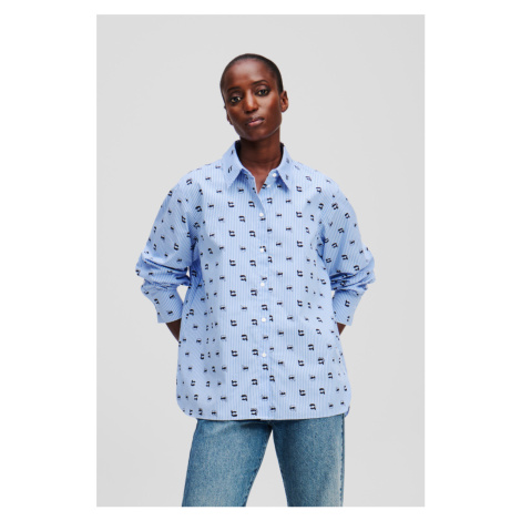 Halenka karl lagerfeld ikon aop print blouse kentucky blue stripe