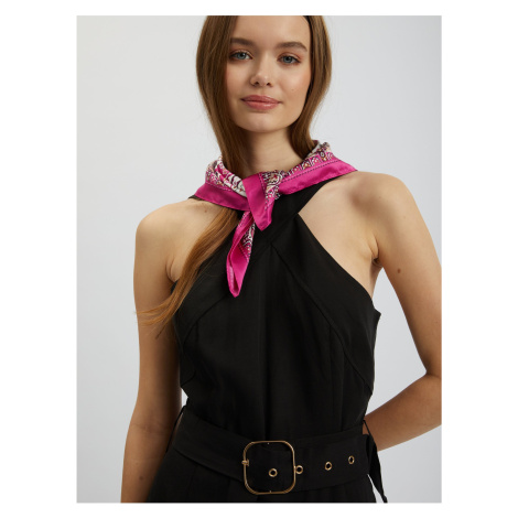 Orsay Tmavě růžový dámský vzorovaný saténový šátek - Dámské