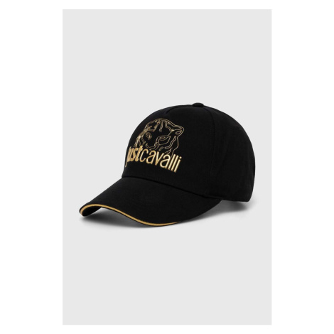 Bavlněná baseballová čepice Just Cavalli černá barva, s aplikací, 76QAZK50 ZG225
