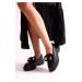 Shoeberry Women's Astor Black Skin Thick Sole Loafers with Bow Black Skin.
