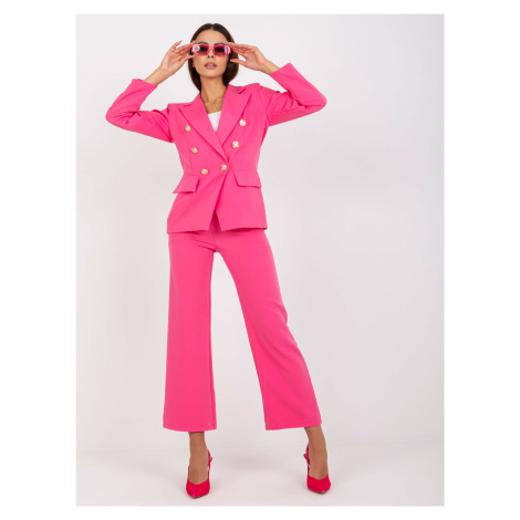 Tmavě růžové dvouřadé sako s dlouhými rukávy Fashionhunters