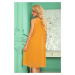 ALIZEE - Dámké šifonové šaty v medové barvě se zavazováním 350-3