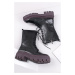 Černo-fialové šněrovací kotníkové boty 2-25703