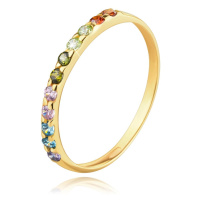 Prsten ze 14karátového žlutého zlata - řada různobarevných zirkonů