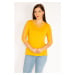 Şans Women's Plus Size Mustard Viscose Blouse With Tulle Detail