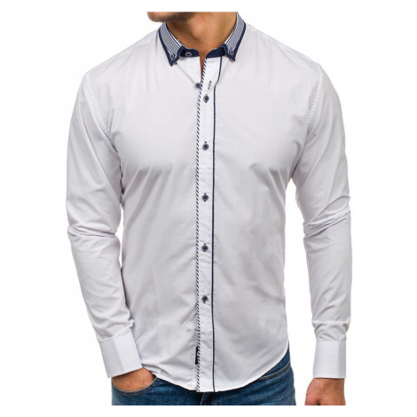 Bílá pánská elegantní košile s dlouhým rukávem Bolf 6941 | Modio.cz