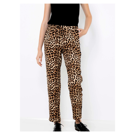 Béžové kalhoty s leopardím vzorem CAMAIEU Camaïeu