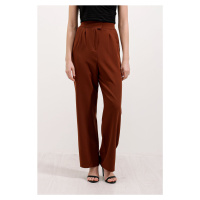 Bigdart Women's Brown High Waist Fabric Pants 6612