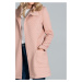 Růžový prošívaný kabát s páskem M814