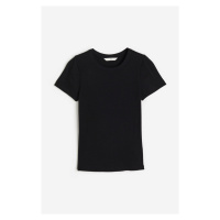 H & M - Žebrované tričko z modalové směsi - černá