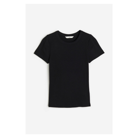H & M - Žebrované tričko z modalové směsi - černá H&M