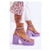 Módní sandály na vysokém podpatku s pásky fialove Shemira
