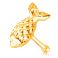 Zlatý 9K piercing do nosu - rybka se šupinkami a ocáskem