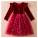 Velurové šaty pro dívku s třpytivou sukni