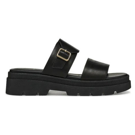 Kožené pantofle Geox D ADACTER S dámské, černá barva, na platformě, D55YVA 00043 C9999