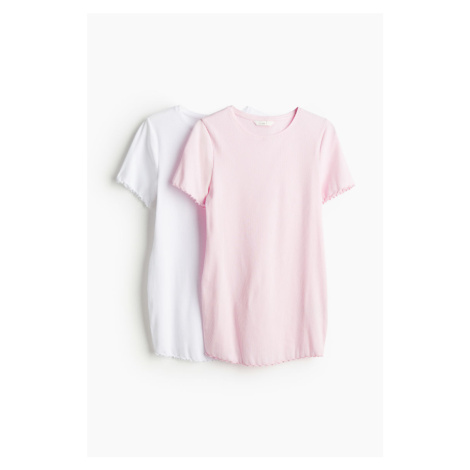 H & M - MAMA Žebrované bavlněné tričko 2 kusy - růžová