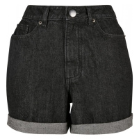 Ladies High Waist Boyfriend Shorts - black washed