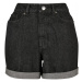 Ladies High Waist Boyfriend Shorts - black washed